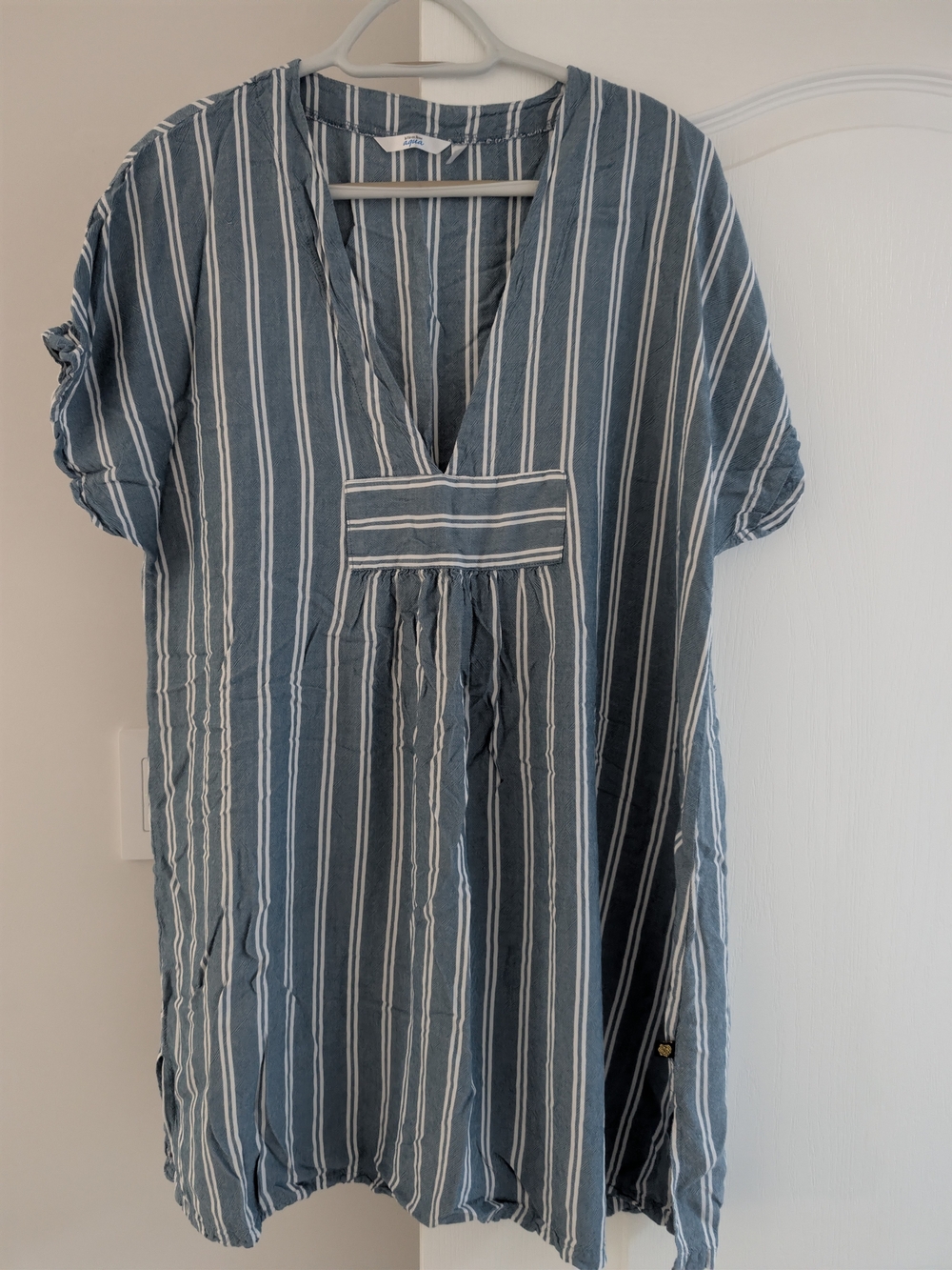 La Vie En Rose Blue and White Striped Swim Coverup Tunic